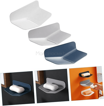 SoapDock - Отцеждаща се сапунерка за баня в три цвята, идеална за организация и съхранение на сапун с лесно монтиране.