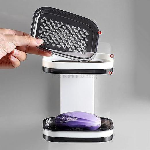 SoapShelf Pro с иновативен дизайн за сапун, органайзер за баня, икономия на място, практични аксесоари за дома.