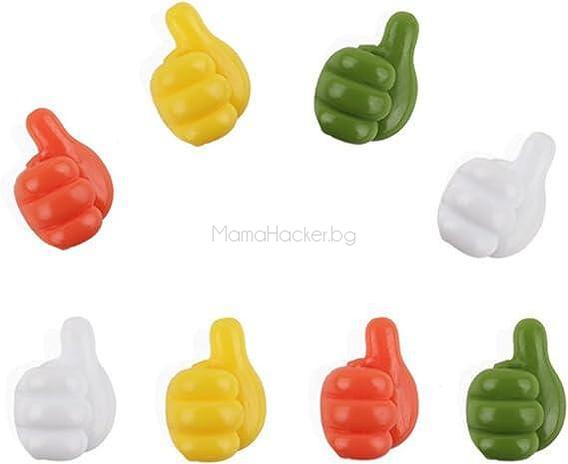 Стенни куки палец ThumbBuddies в различни цветове за удобство и организация на дома | евтини аксесоари | практични решения | онлайн пазаруване | MamaHacker.bg