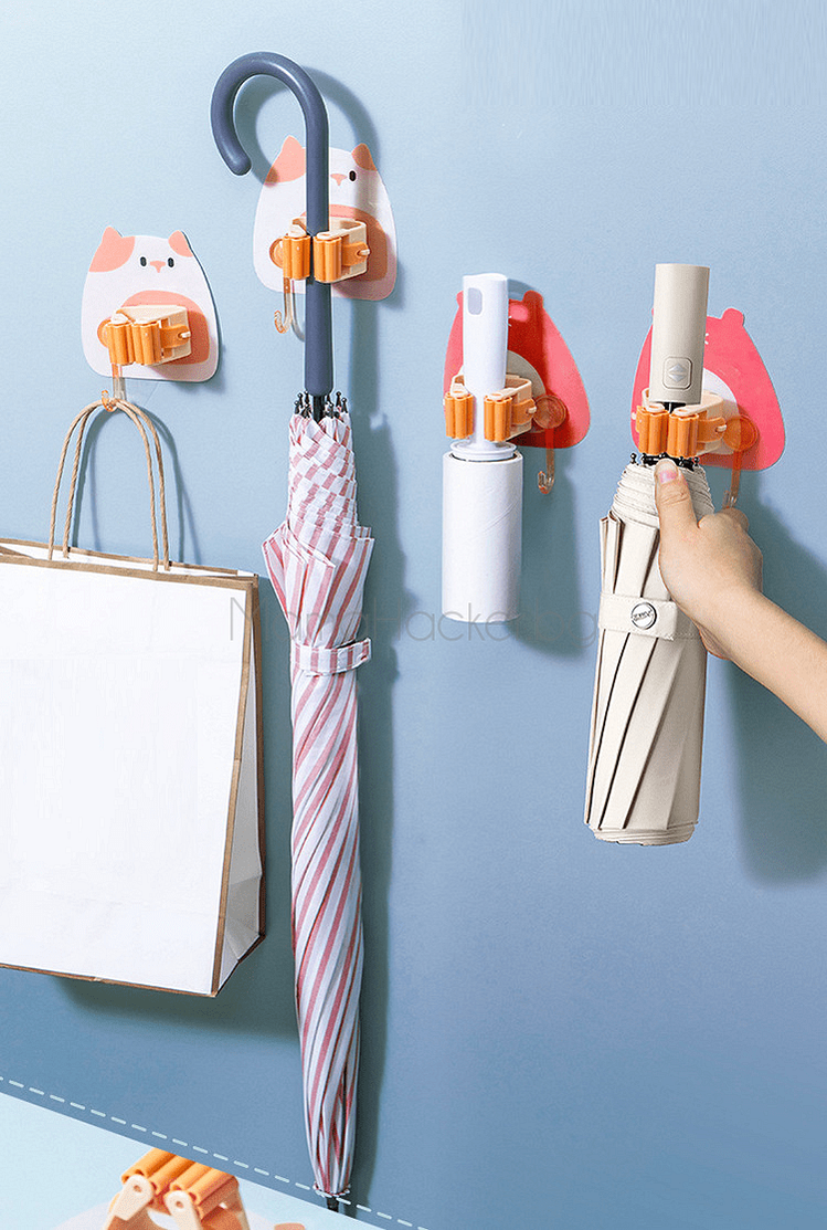 StickyClip - Държач за чадъри и аксесоари за организация на дома; лесно залепяне, спестяване на място, практични решения, домашни помощници.