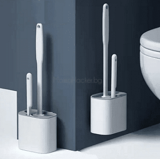 ToiletBuddy - Комплект четки за тоалетна и стойка, иновативен дизайн, хигиенни аксесоари, лека употреба, практично решение за баня