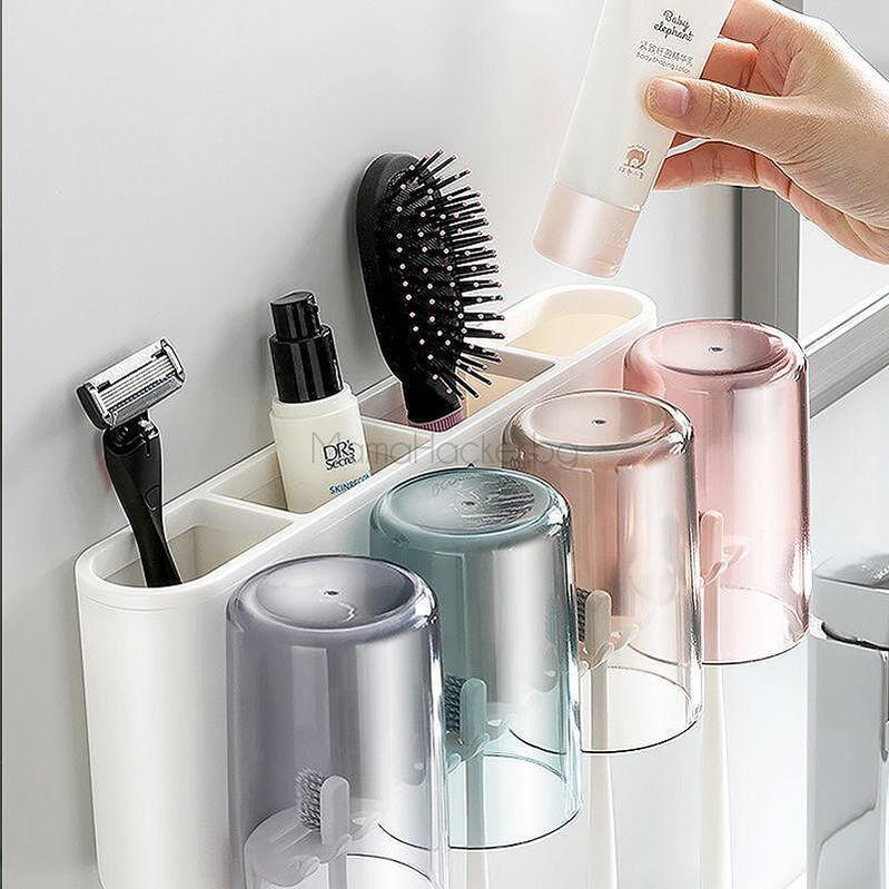 Диспенсер за организиране на аксесоари с четка, кремове и самобръсначка – удобни кухненски аксесоари, практични решения.