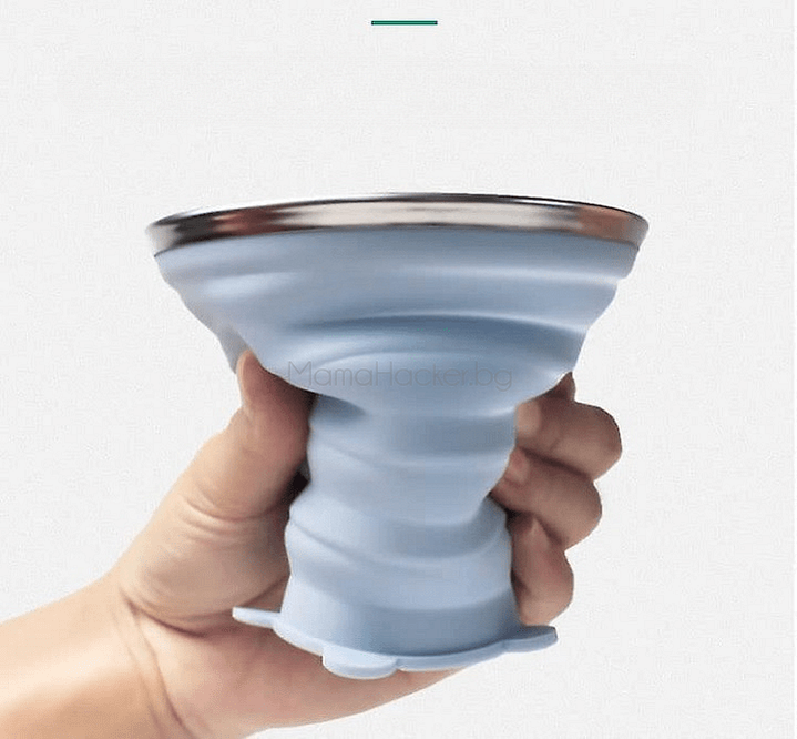 TravelEase Cup - сгъваема чаша за пътуване, компактни кухненски аксесоари, удобна за носене, изработена от силикон, практична и стилна.