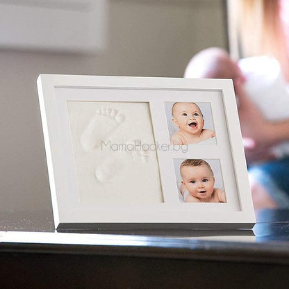 Уникална Рамка BabyTouch с печат за бебе и две снимки; идеален подарък за спомени; ниски цени онлайн; красив аксесоар за дом; персонализирано съхранение.