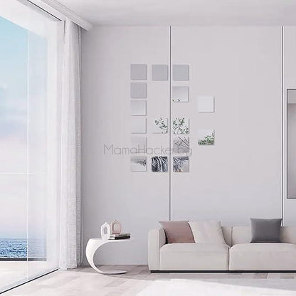 Залепящи се огледални плочи MirrorTiles за декорация на стена в модерен интериор. Идеални за стилно оформление на дома.| Поръчай от MamaHacker.bg